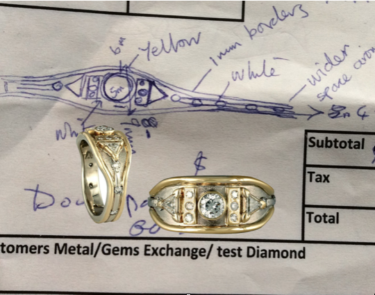 With custom engagement ring, custom wedding ring, and custom jewelry design, we can work from your drawing!